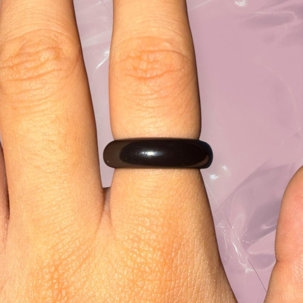 Y2K protection back onyx natural gemstone crystal ring boho grunge size 7